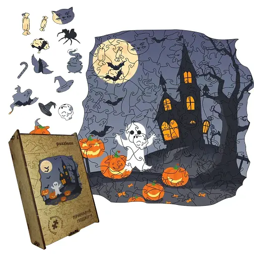 Пазл деревянный Призрачный Двор, А4, Деревянная коробка 100 элементов