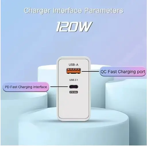 Мережевий зарядний пристрій 120W Charger + Кабель 6A  - фото 3