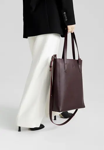 Шкіряний шоппер Nancy бордова - фото 2