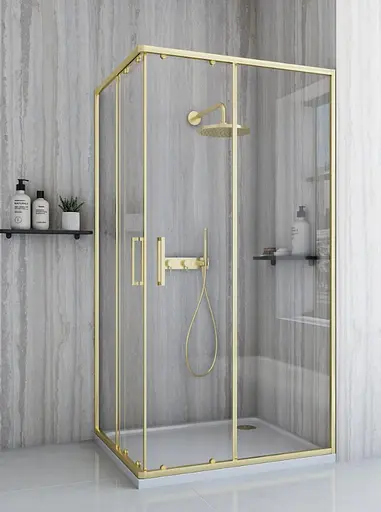 Душевая кабина Rea City 80x100 brushed gold REA-K6445, Универсальная, прозрачная, золотой - фото 4