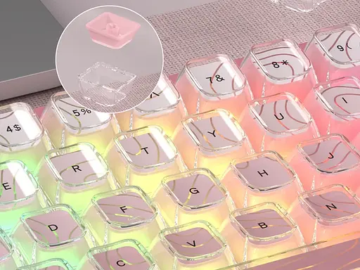 Игровая механическая клавиатура Womier VK66 Pro / Проводное подключение / Womier POM Series Switches / Pink Lines - фото 5