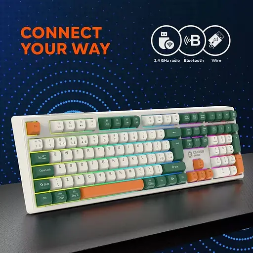 Клавіатура Canyon keyboard Shadder GKW-11 Mech RGB UK/US Wireless White (CND-SKBW11) - фото 7