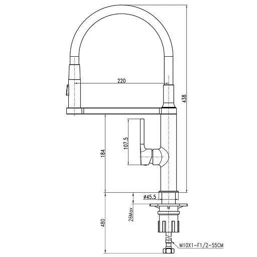 Змішувач для кухні TOPAZ SARDINIA TS 08401-H71-GP графітовий з лейкою-душем для зручності та стилю - фото 9