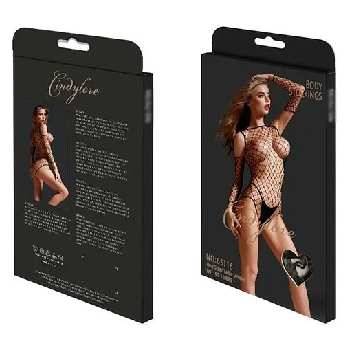 Еротичне боді з нарукавниками XS/S/M чорний K001005 - фото 5
