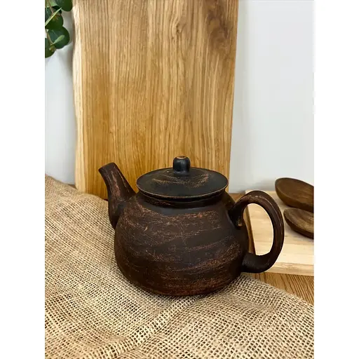 Чайник для завариваня 1 литр керамический (глиняный) с ручкой гладкий - фото 2
