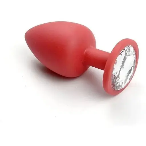 Силіконова анальна пробка з кристалом SKN-KSIL-04M (розмір M), Червоний