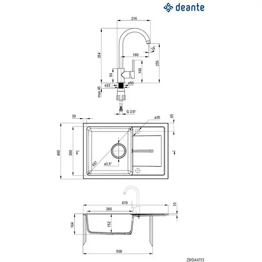 Кухонна мийка Deante Leda ZRDA7113 - фото 2