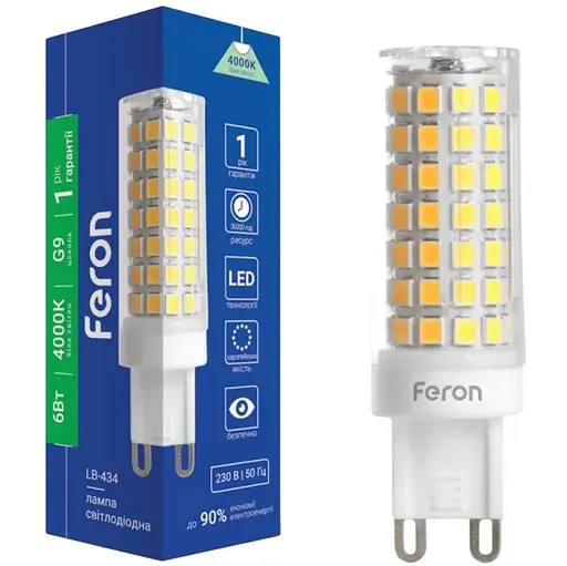 Лампа свiтлодiодна Feron LB-434 6Вт G9 4000K (38147)