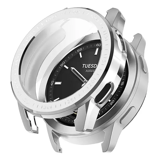 Защитный чехол Tamister для смарт-часов Xiaomi Mi Watch Color 2 с пленкой серебристый - фото 3