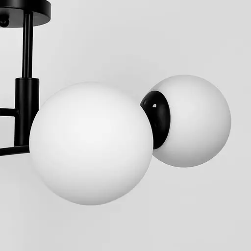 Стельова чорна люстра на 4 білих плафонів Ø 55 см | Line F | Арт. 81188/4 BK+BK+WT - фото 4