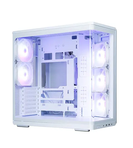 Zalman Корпус P60 без БР, 2xUSB3.0, 1x Type C, 3x120мм ARGB Reverse, 2x120мм ARGB, VGA 435мм, LCS ready, Curved Tempered Glass, Dual Chamber, ATX, білий - фото 8