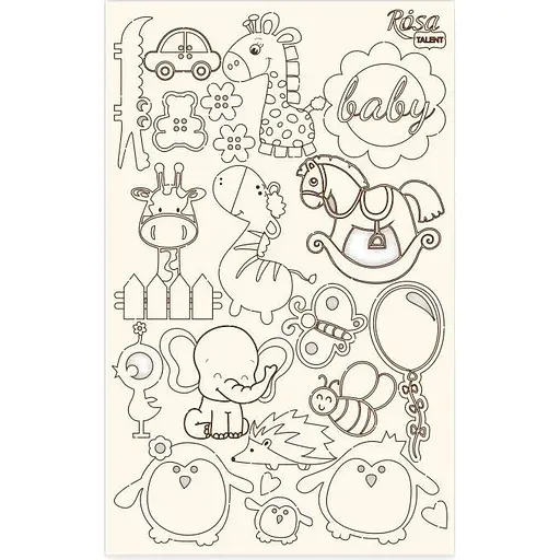 Чипборд Rosa Talent Детские мотивы 4 белый картон 12,6х20 см   - фото 1