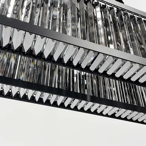 Люстра чорна видовжена з графітовими пластинами 120х30 см | Арт. MJ 160L-1200 BK+GR | Line F - фото 6