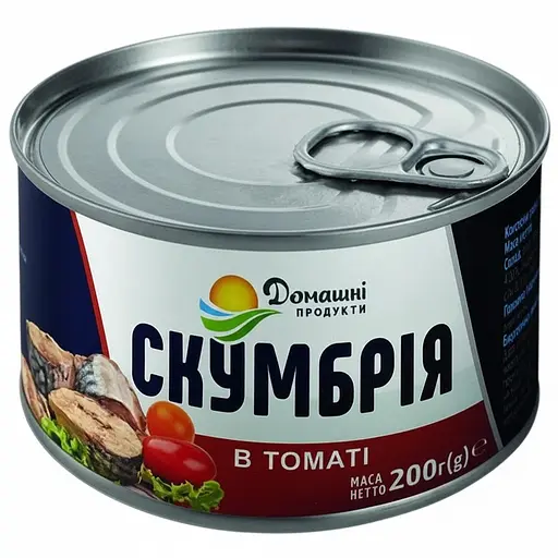 Уцінка. Скумбрія Домашні продукти в томатні 200 г