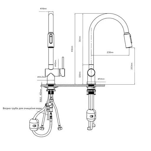 Змішувач для кухні Qtap Rozcesti з висувним виливом з підключенням для питної води QTROZ366CRM45938 Chrome - фото 2