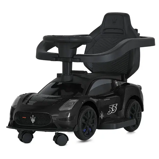 Дитяча каталка-толокар 2 в 1 M 5106-2 чорний, з батьківською ручкою - фото 5