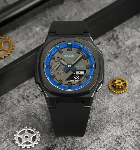 Годинник чоловічий наручний Skmei 2091 (Чорний/Синій/Чорний) - фото 5