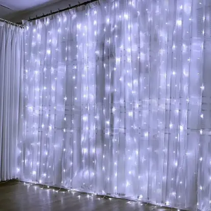 Новогодняя светодиодная гирлянда-штора Роса 3x3 м с 300 лампочками Белый - фото 2