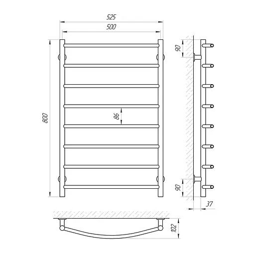 Електрична рушникосушка Laris Зебра Класік ЧК8 500x800 Е 75201012 - фото 4