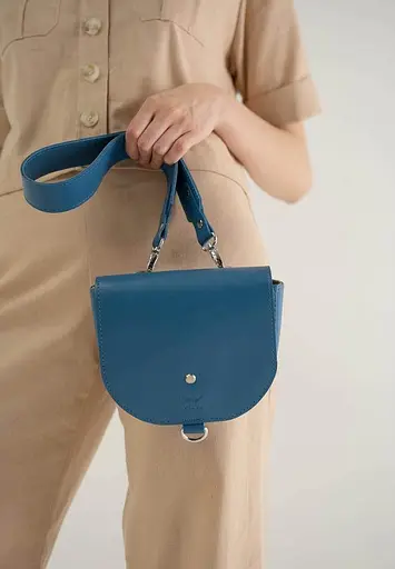 Женская кожаная сумка Ruby S ярко-синяя - фото 4