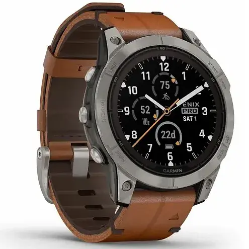 Смарт-часы Garmin Fenix 7 Pro Sapphire Solar Titanium with Chestnut L. Band (010-02777-30)