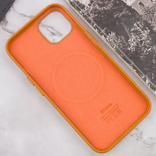Шкіряний чохол Epik Leather Case AAA with MagSafe and Animation для Apple iPhone 13, 6.1 Golden Brown - фото 6