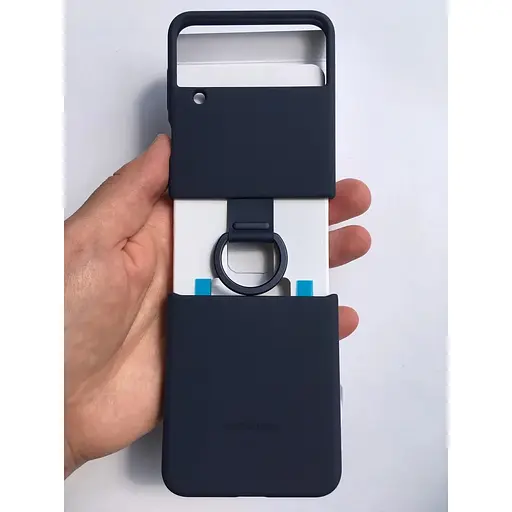 Оригінальний силіконовий чохол із кільцем Samsung для Galaxy Z Flip4 Silicone Cover with Ring Navy EF-PF721TNEGUA - фото 3