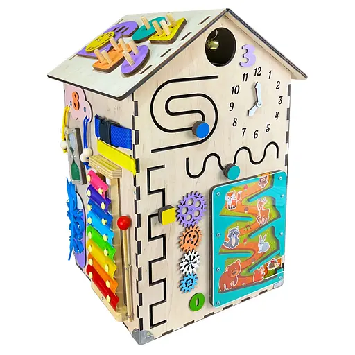 Развивающая игрушка Бизикуб "Дом" Temple Group TG200333 натуральный, 55х30х30 см - фото 1