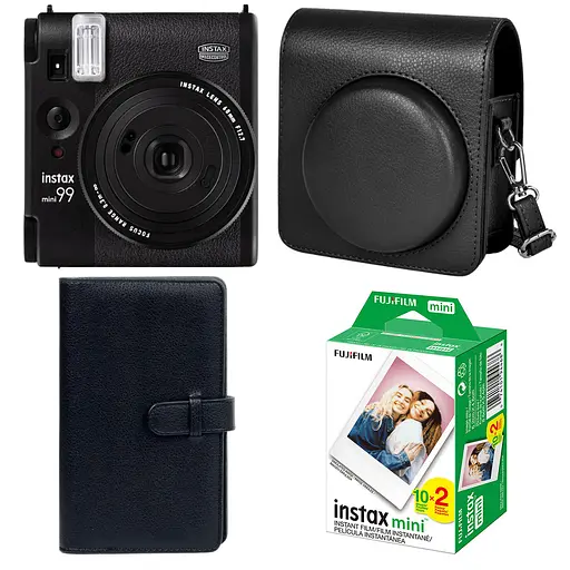 Подарочный набор Камера Fujifilm Instax Mini 99, Фотобумага 20шт, Чехол, Фотоальбом на 108 фото Черный - фото 1