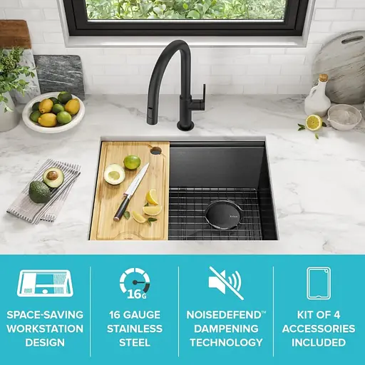 Кухонная мойка Kraus Kore KWU1111-23-PGM, Черный - фото 8