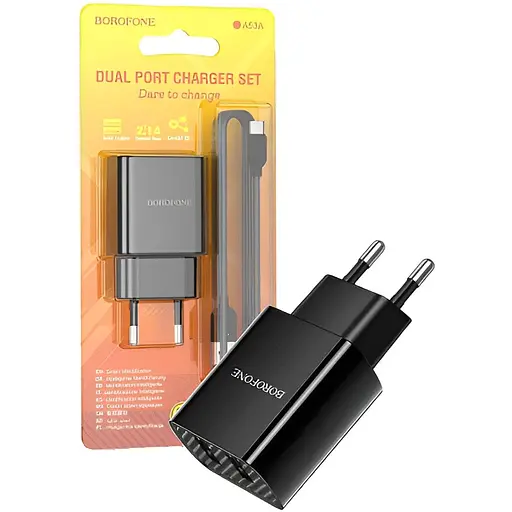 Сетевое зарядное устройство блок Borofone BA53A 2 x USB 2.1 A с кабелем Type-C