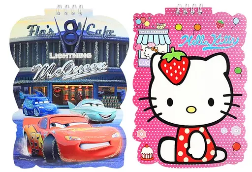 Блокнот фігурний на маленькій спіралі з глітером, 19.5x14 см, 20 аркушів, 4 шт. в упаковці (В асортименті)