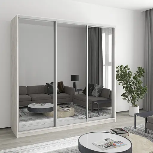 Шафа-купе тридверна MebelStar Комбо AL 3 Дзеркала 210x45x210 см Аляска сірий (MBS-3281)