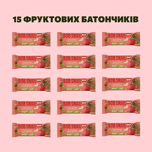 Фруктово-ягодно-ореховый батончик Bob Snail Яблоко-Клубника-Кешью-Криспы Киноа 35 г x 15 шт. - фото 3