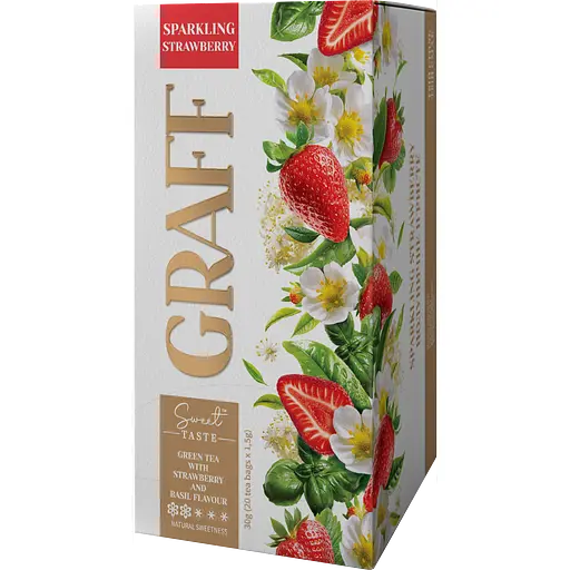 Чай зеленый Graff Клубничное игристое/Sparkling Strawberry с ароматом клубники и базилика 20 шт. x 1.5 г
