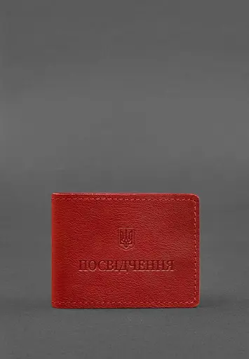 Универсальная кожаная обложка для удостоверения красная - фото 2