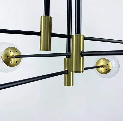 Мінімалістична люстра в корпусі чорного кольору на 8 ламп | Line F | Арт. AOC13/8 BK - фото 3