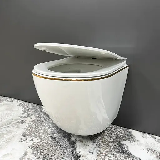 Подвесной унитаз VBI Vulcano gold edge VBI-020402, Золотой - фото 1