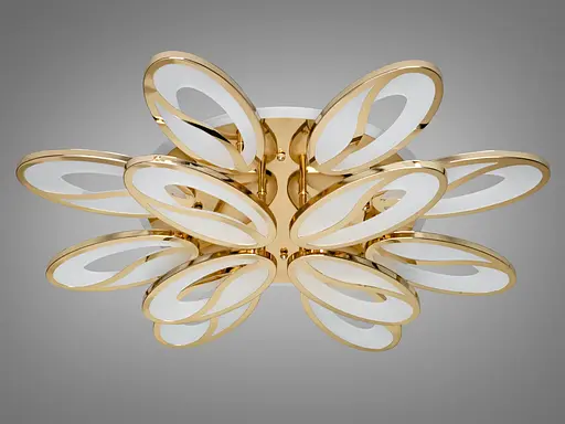 Плоская LED люстра с пультом, диммером и подсветкой, 190Вт, золото. - фото 4