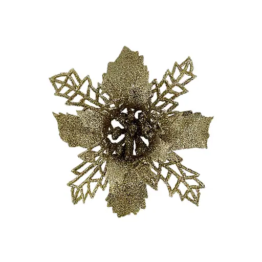 Ялинкова іграшка MIS LT Квітка Різдвяник міні 9х9х2 см набір 6 шт золотий - фото 2