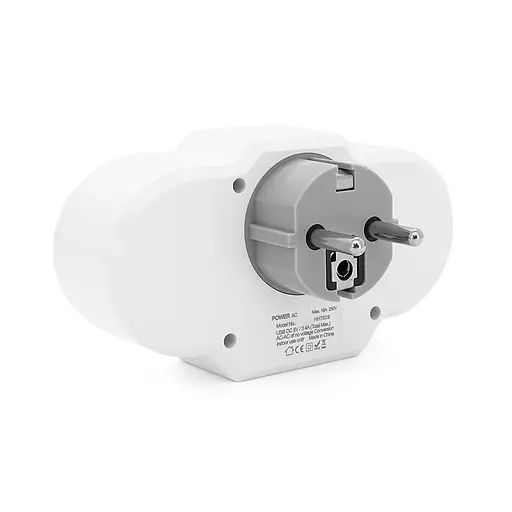Розетка двойник Voltronic с заземлением HHT609W, USB+Type-C, 3.4А, зашита от перегрузки, White - фото 4