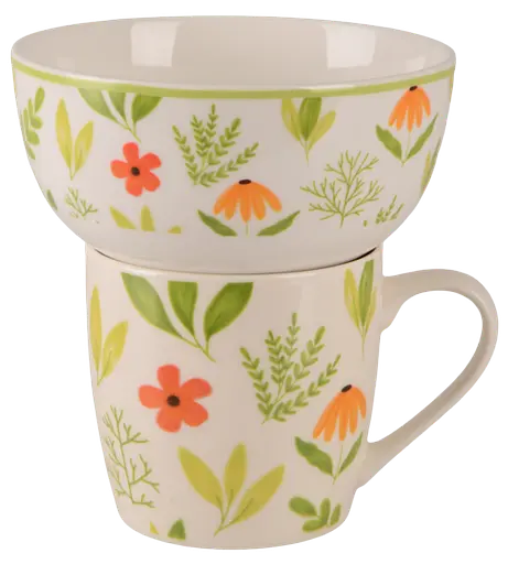 Набір для сніданку Limited Edition Flowers Green, 2 предмети - фото 1