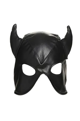 Маска Master Series Dungeon Demon Bondage Mask with Horns - Black - фото 2