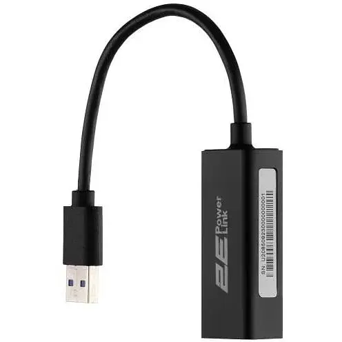 Мережевий адаптер 2E USB 3.0 - Ethernet, 10/100/1000 Мбіт/сек U2085, Black, чіпсет RTL8153 (2E-U2085) - фото 2