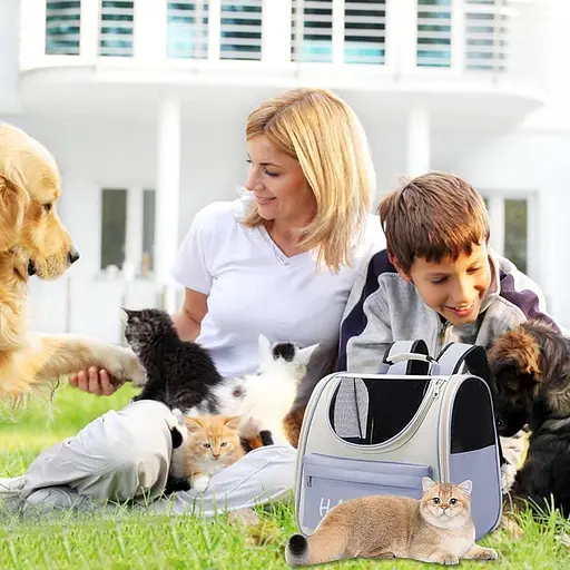 Сумка-рюкзак переноска для животных, рюкзак для собак та котов до 7,5 кг Hello Cat Серо-Голубой - фото 5