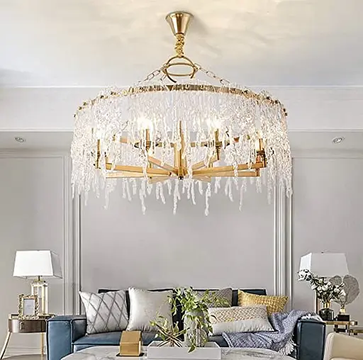 Дизайнерская люстра с прозрачными стеклянными пластинами Line.F Диаметр 60см - фото 1