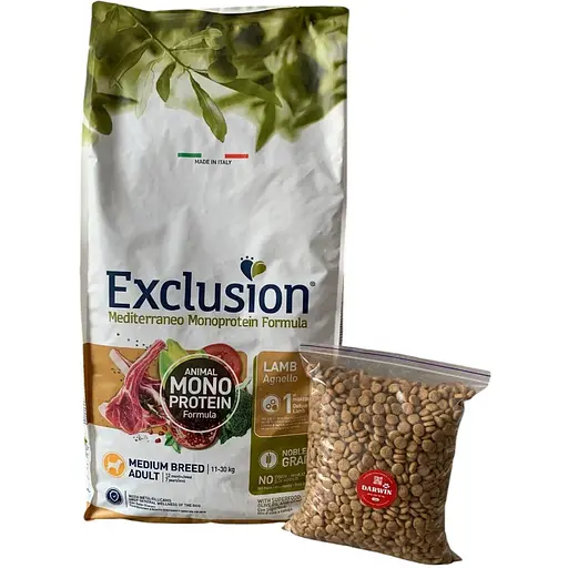 Корм Exclusion Adult Lamb Medium Breed для дорослих собак середніх порід з ягням 1кг (на вагу) - фото 1