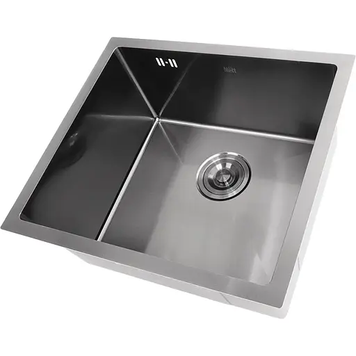 Черная мойка для кухни Nett NВ-5045 из нержавейки 50 см под столешницу. - фото 2