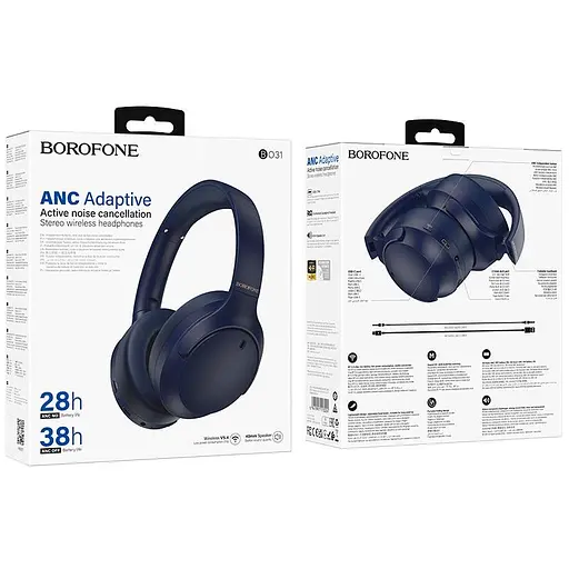 Наушники Borofone Prestige Active Noise Reduction BT headphones BO31 BT5.4, ANC, AUX/BT, 38h Max - фото 2