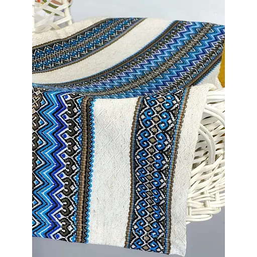 Комплект Великодній кошик Галичина білий із лляним рушником 70х30 см Рандеву синій та свічка - фото 6